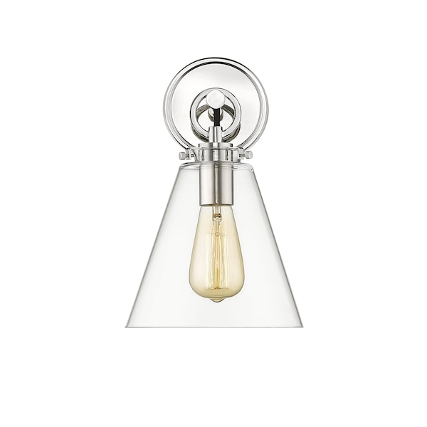 Harper 1 Light Wall Sconce, Polished Nickel & Clear